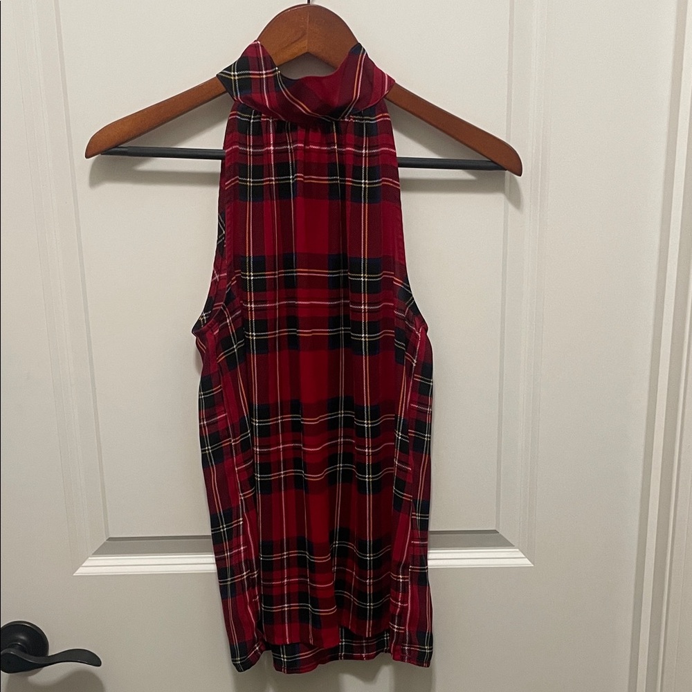 J. Crew Red Tartan Plaid Halter Top Size 00